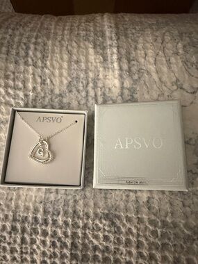 Silver Heart Pendant Necklace with Letter G